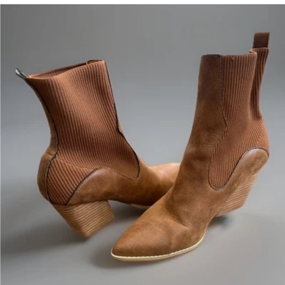 OASIS SOCIETY California Brown Vegan Leather Bootie Block Heel Women’s Size 8.5 - Picture 8 of 13